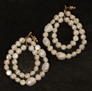 Laly the Label, La Perla Statement Earring double hoops geniun white earl New